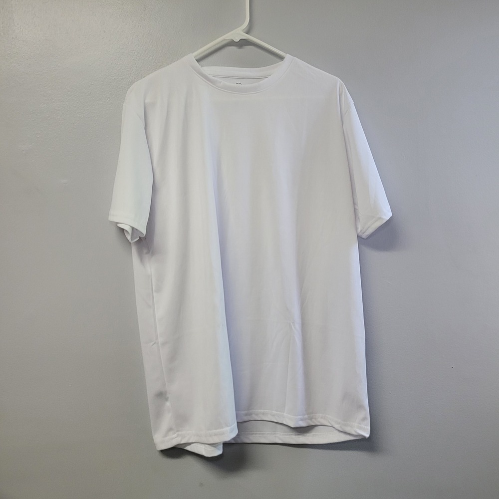 Real Essentials Mens XL White Active Performance Short Sleeve T-Shirt